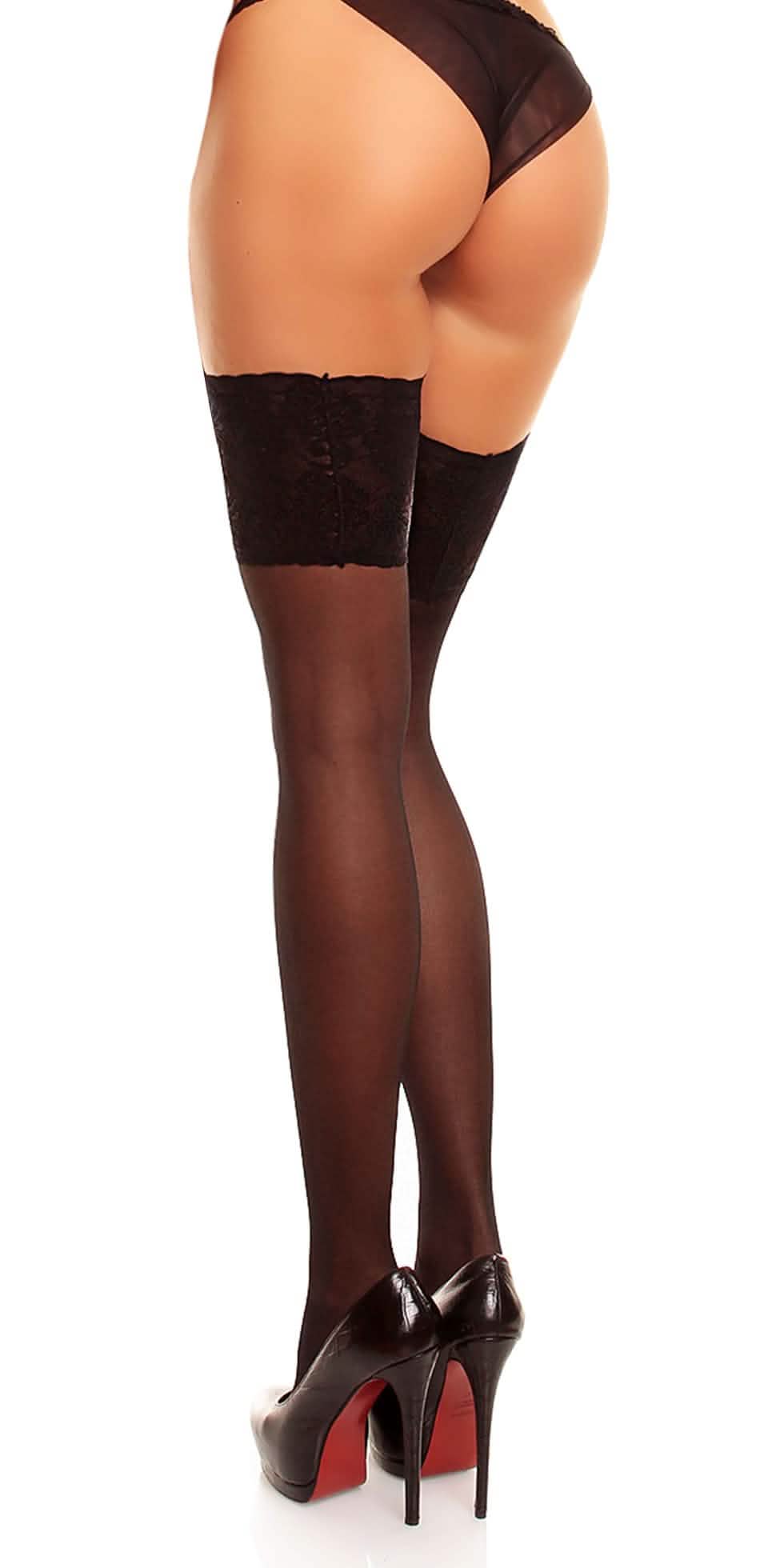 Strumpfhose Transparent Übergröße XL bis 4XL Schwarz Hoher Komfortbund