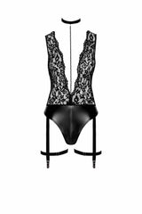 Body Aus Spitze Und Wetlook Mit Strumpfhalter Für Damen