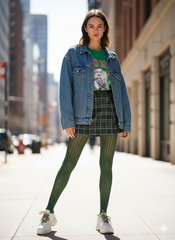 Grün Gestreifte Strumpfhose - Colour Story