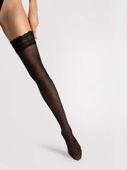 Sale: Halterlose Netzstrümpfe - pure Sinnlichkeit in Schwarz - Dolcezza