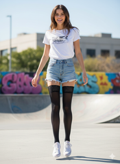 Schwarze halterlose Nylonstrümpfe 60 DEN - Ester