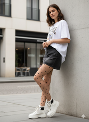 Weiße Strumpfhose mit Herzen - Love Potion