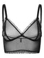 Schwarzes Tüll-Bralette mit Rüschen, transparenter Stoff, feine Lingerie für Damen