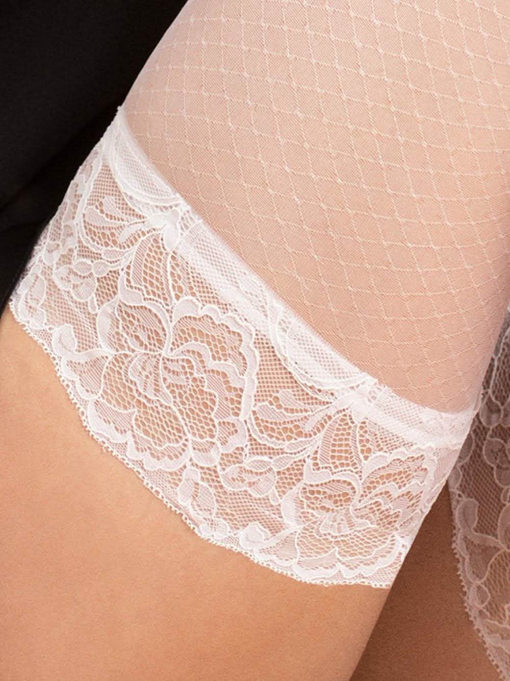 Weiße halterlose Netzstrümpfe 20 DEN - Matin