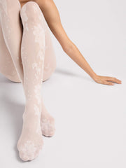 Weiße Strumpfhose mit Blumenmuster - Sharon