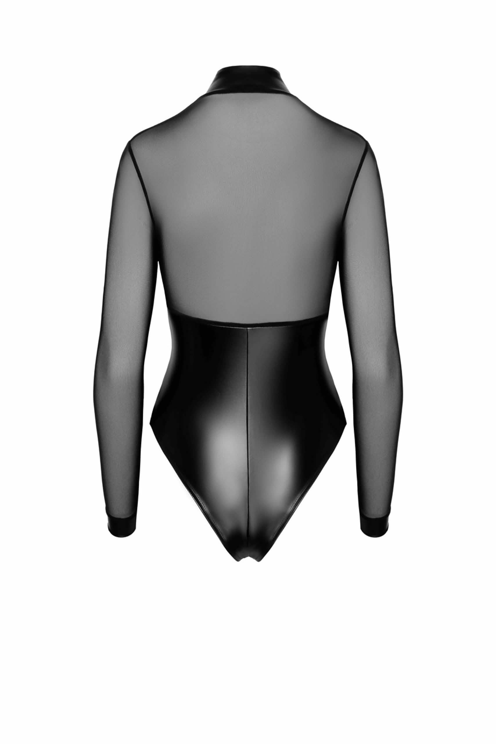 Wetlook Body mit durchsichtigem Mesh Oberteil für Damen