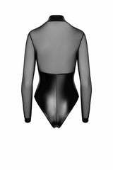 Wetlook Body mit durchsichtigem Mesh Oberteil für Damen