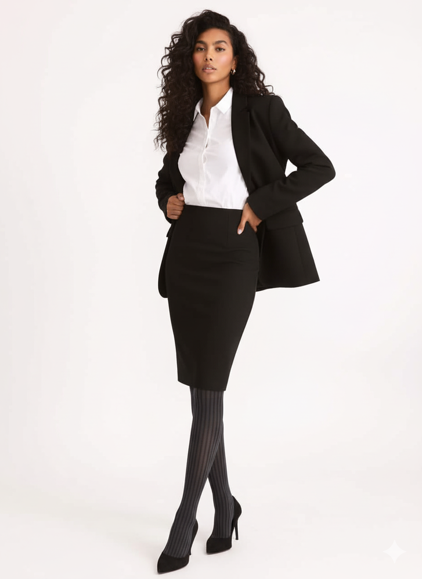 Graue gestreifte Strumpfhose - Colour Story