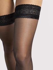 Transparente halterlose Strümpfe - mit edler Spitze - Edith