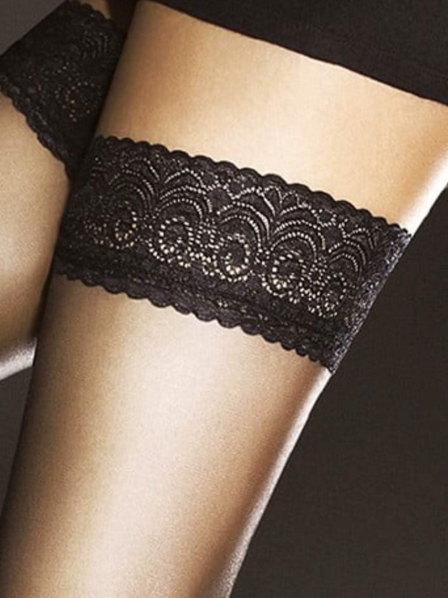 Transparente halterlose Strümpfe - mit edler Spitze - Edith