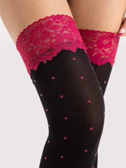 Nylonstrümpfe Volcan Schwarz - Verführerische Eleganz mit pinker Spitze