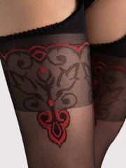 Straps-Strumpfhose Amour Rouge Mit Orientalischen Muster Schwarz
