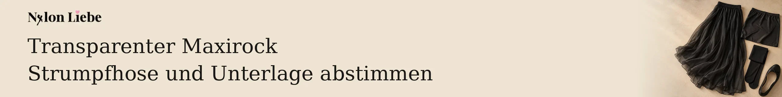 Schwarze Feinstrumpfhose neben transparentem langem Rockstoff und einer blickdichten Unterlage.