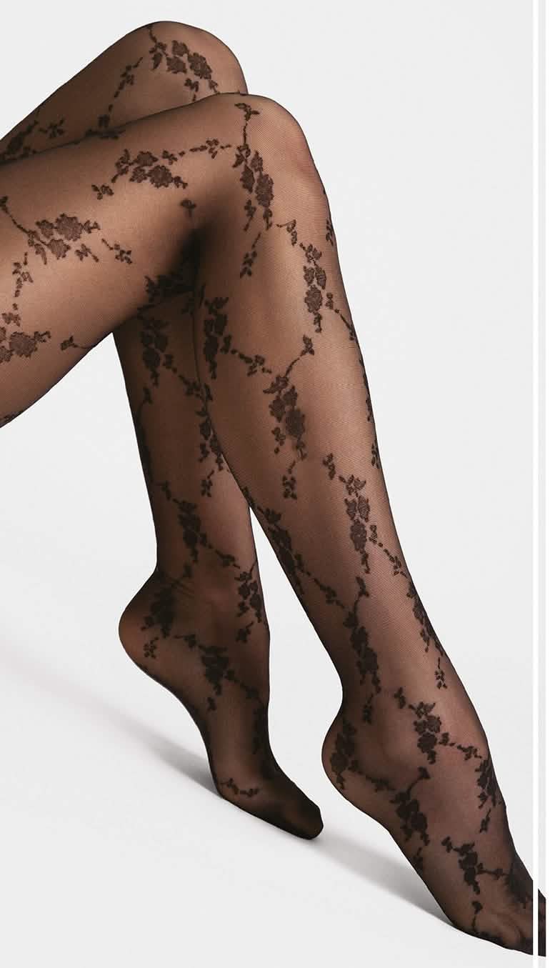 Strumpfhose Rosalia – Feminine transparente Strumpfhose mit floralem Rankenmuster
