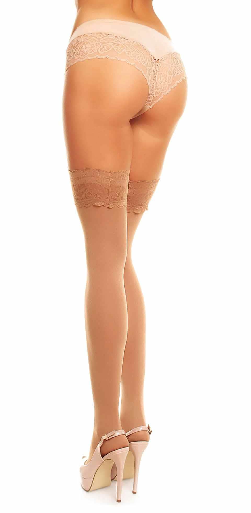 Halterlose Strümpfe Übergröße XL bis 4XL Schwarz Seidig 60 DEN