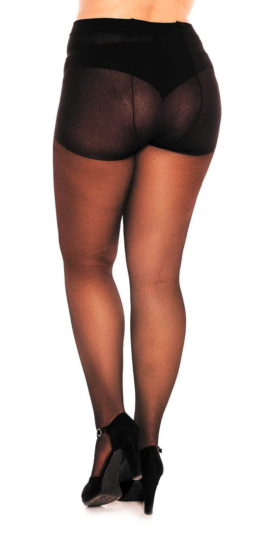 Strumpfhose Seidig Übergröße XL bis 4XL Schwarz Hoher Komfortbund