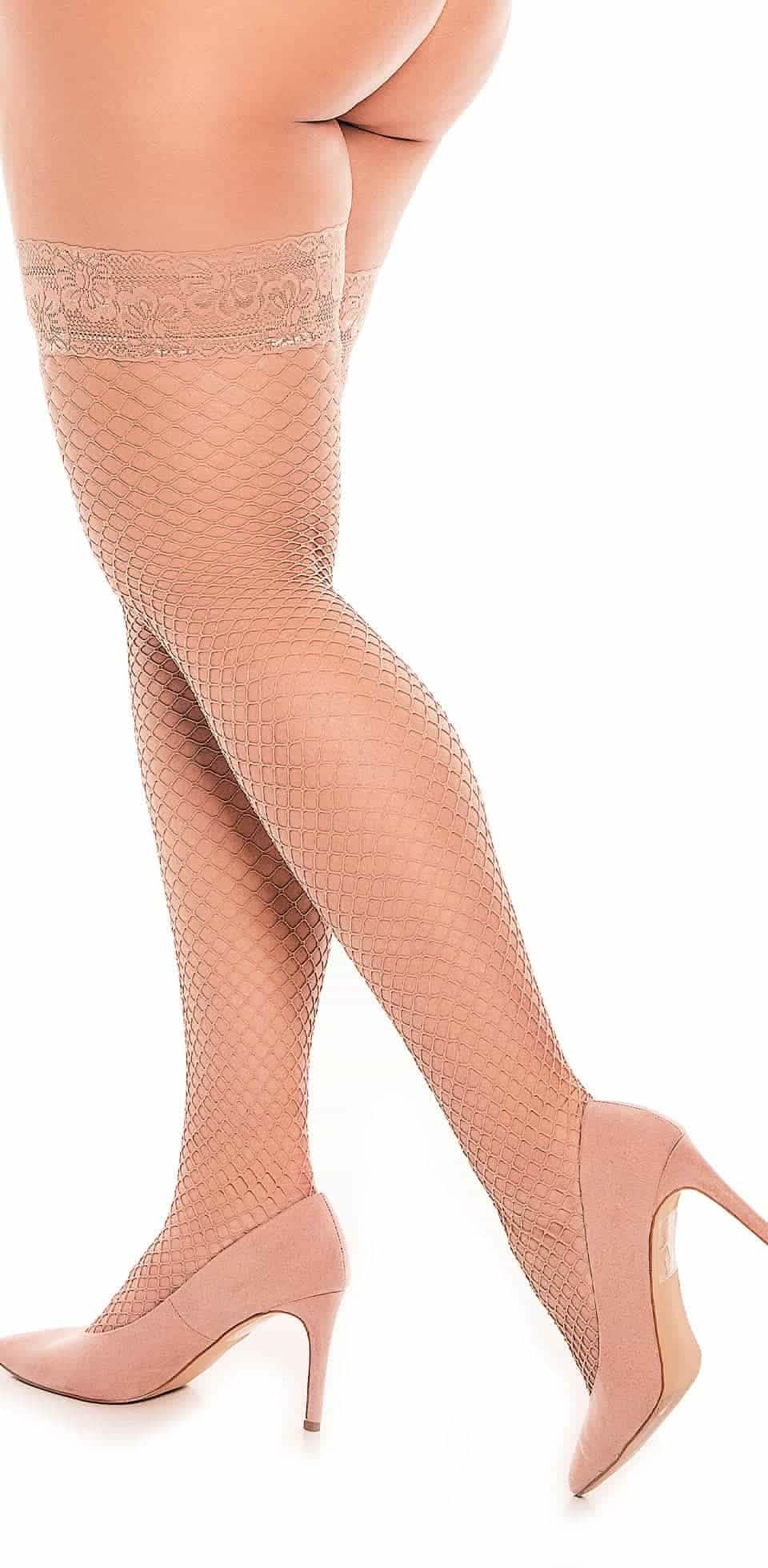 Strumpfhose Netz Übergröße XL bis 4XL Schwarz Hoher Komfortbund