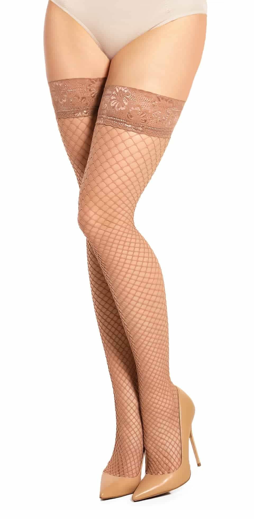 Strumpfhose Netz Übergröße XL bis 4XL Schwarz Hoher Komfortbund 主圖