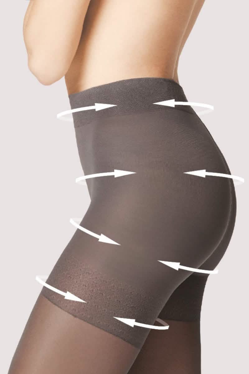 Bauch-Beine-Po-Strumpfhose für Damen, figurformend, blickdicht, Modell am Körper gezeigt