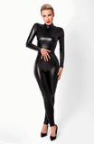 Ouvert Catsuit aus Wetlook mit Reißverschlüssen und Ring