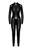 Ouvert Catsuit aus Wetlook mit Reißverschlüssen und Ring