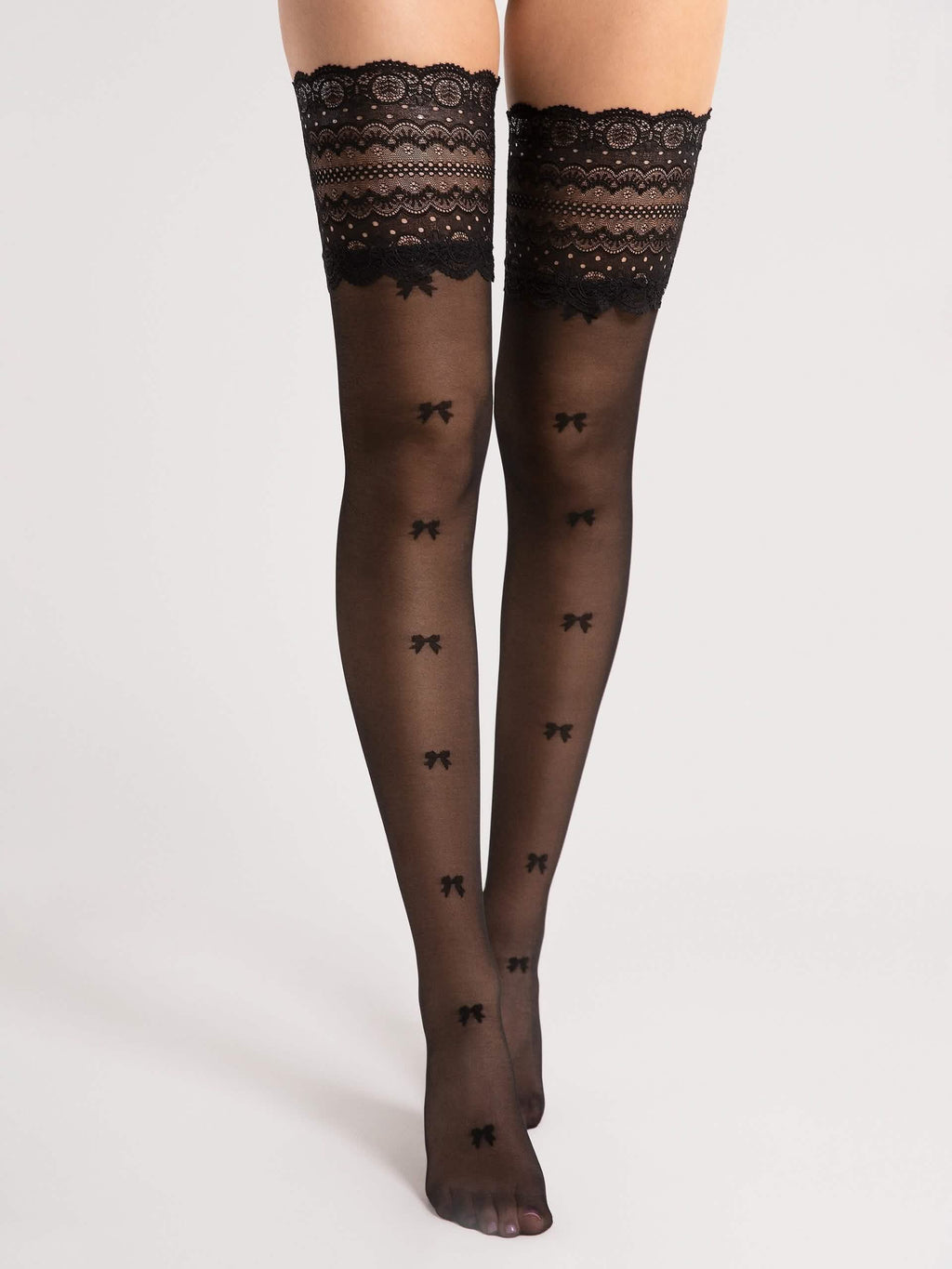 Halterlose Strümpfe Transparent Schwarz - Coquette