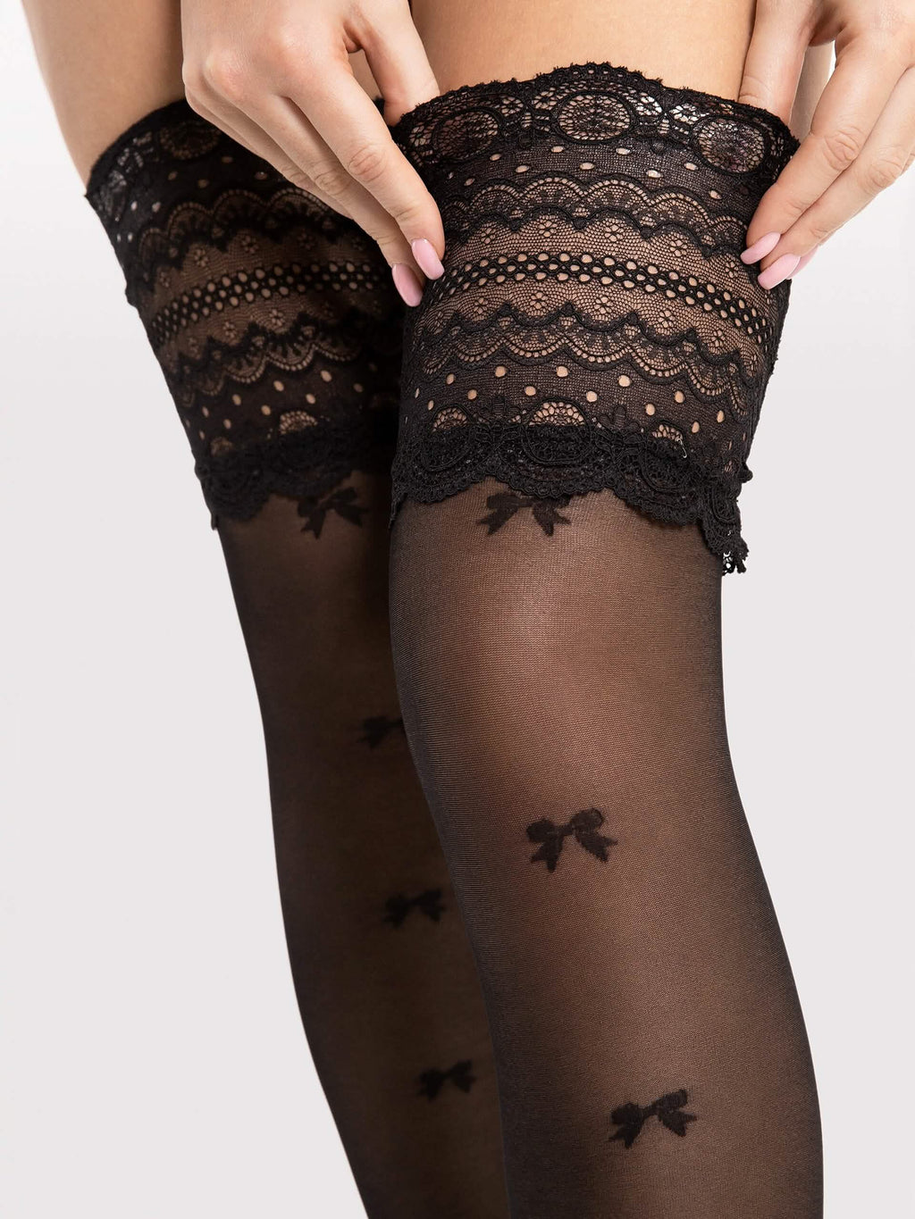 Halterlose Strümpfe Transparent Schwarz - Coquette