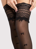 Halterlose Strümpfe Transparent Schwarz - Coquette
