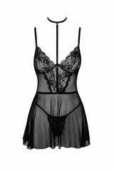 Kinky Babydoll mit Choker für Elegante Nächte - Nylon Liebe