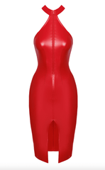 Rotes Wetlook Midi Kleid - Orgia