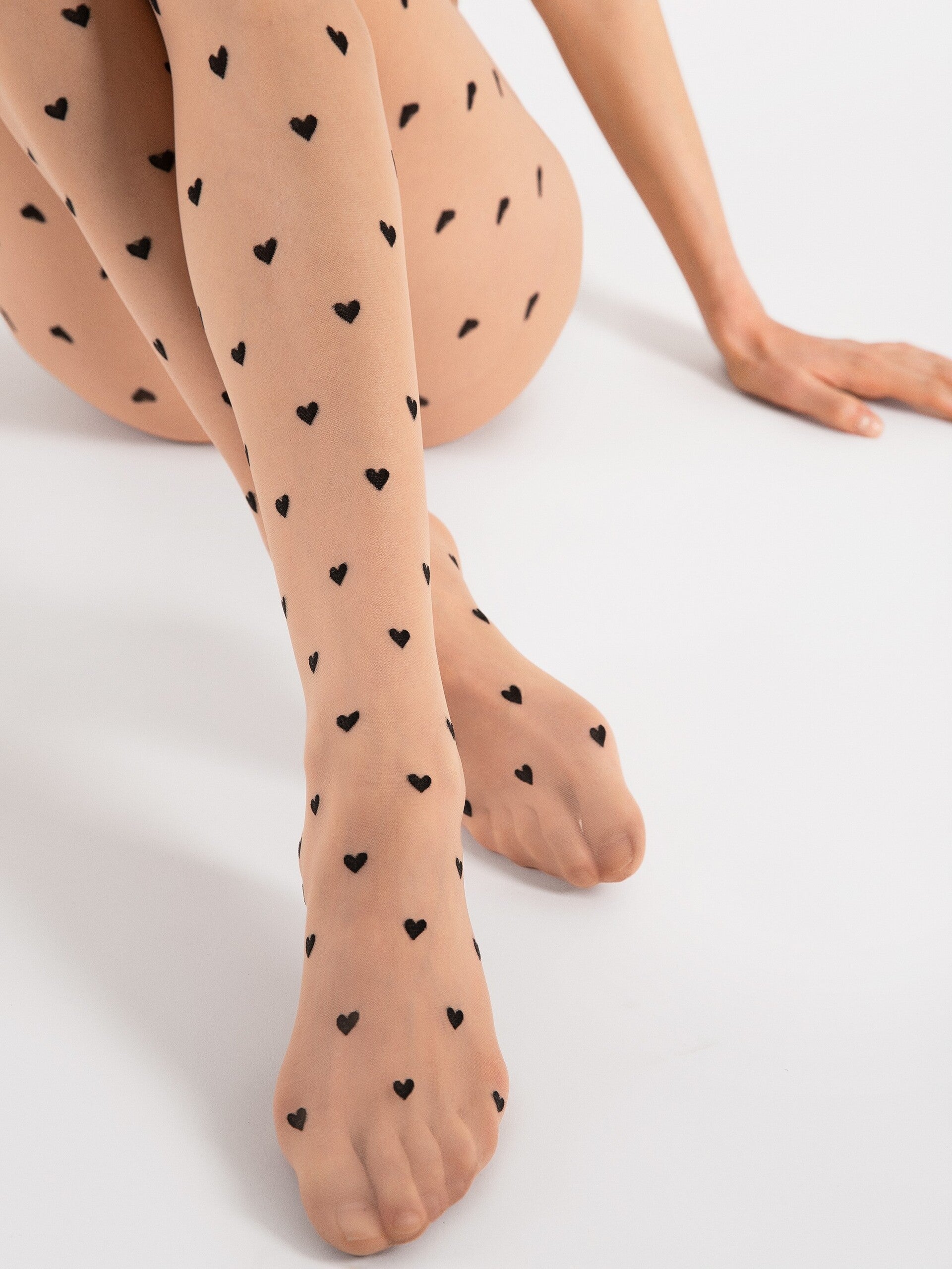 Weiße Strumpfhose mit Herzen - Love Potion