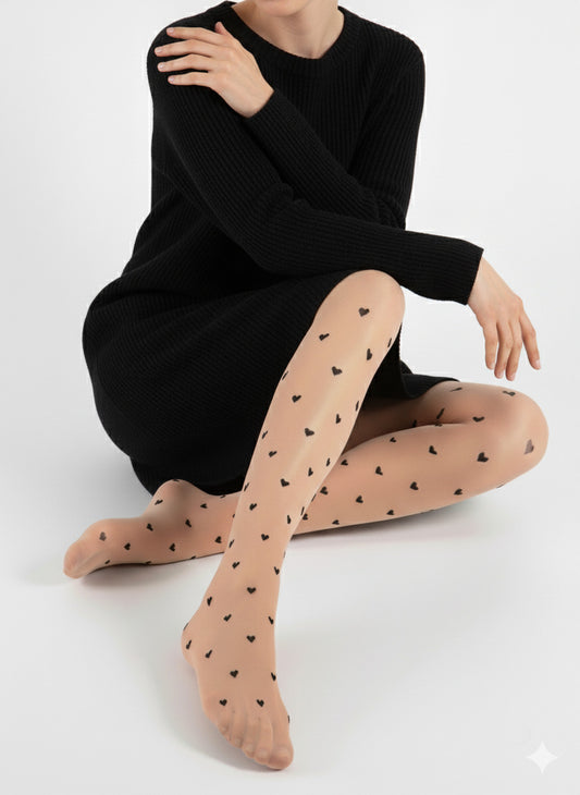 Weiße Strumpfhose mit Herzen - Love Potion