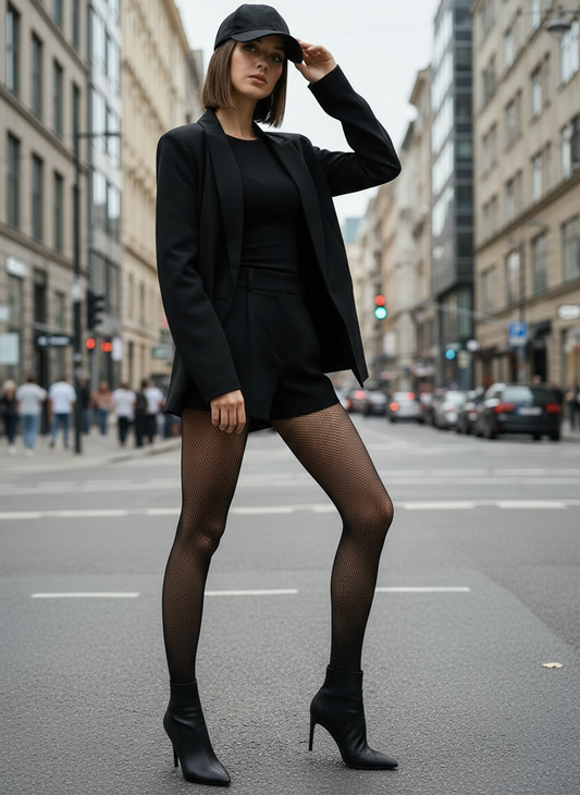 Elegante Strumpfhose mit feinem Diagonal-Muster - Raffina