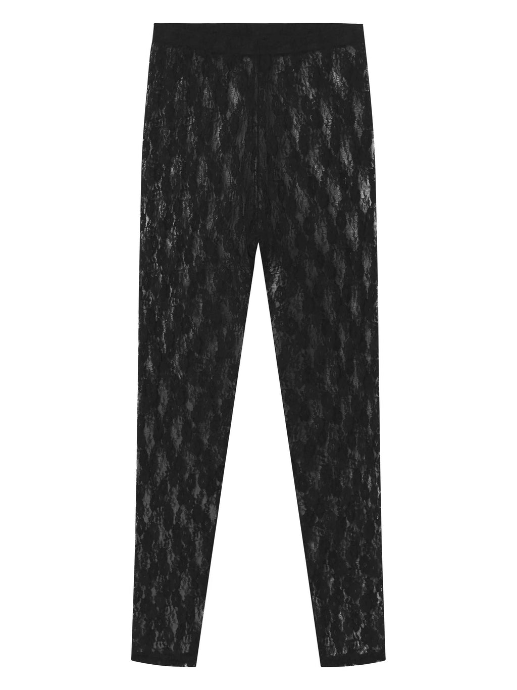 Transparente Spitzenleggings in Schwarz, elegante Damenmode, feines Spitzenmuster
