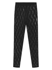 Transparente Spitzen Leggings Schwarz