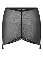 Transparenter schwarzer Retrorock aus Nylon mit seitlichen Satin-Schleifen, elegante Optik