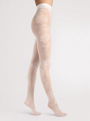 Weiße Strumpfhose mit Blumenmuster - Sharon