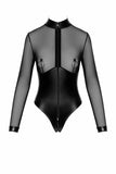 Wetlook Body mit durchsichtigem Mesh Oberteil für Damen