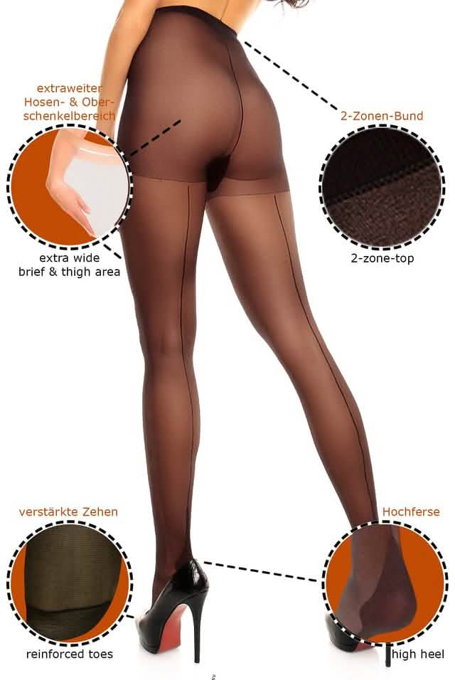 Strumpfhose Amore 20 mit Naht in Übergröße – Gr. 40 bis 62 (XL-4XL) – Retro & Elegant