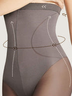 High-Waist Shapewear Strumpfhose in Hautfarbe, figurformend, nahtlos, halbtransparent.