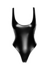 Powerwetlook Body mit hochgeschnittenem unteren Saum von Noir Handmade - Schwarz