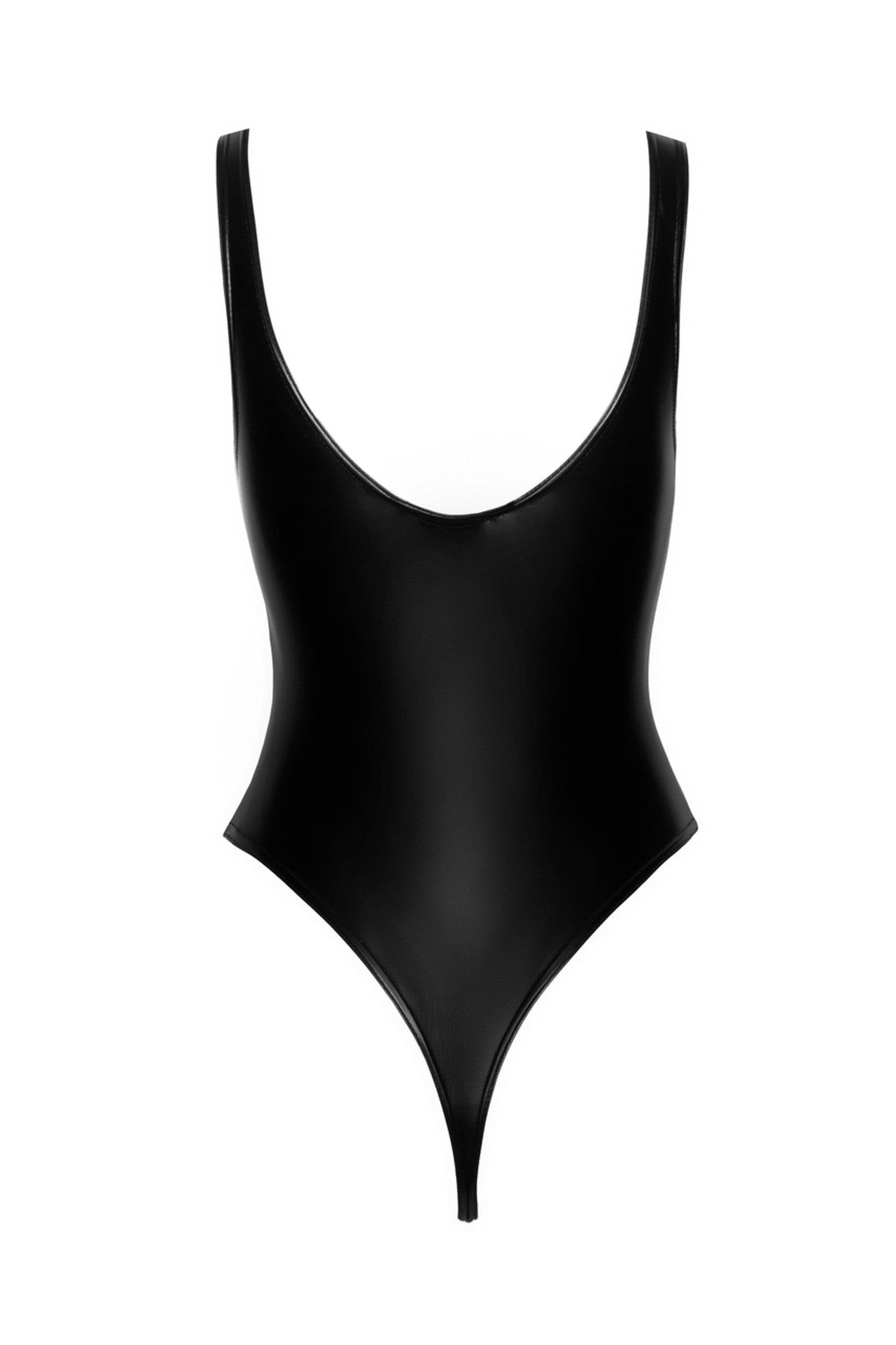 Powerwetlook Body mit hochgeschnittenem unteren Saum von Noir Handmade - Schwarz