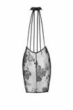 Czarne sukienki midi z siateczki z odkrytymi plecami i haftem kwiatowym, elegancki design