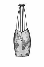 Czarne sukienki midi z siateczki z odkrytymi plecami i haftem kwiatowym, elegancki design