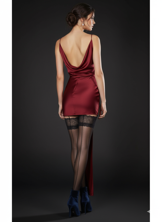 Nylonstrümpfe Eleganza Schwarz – Sinnliche Naht trifft verführerische Spitze